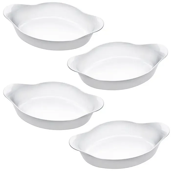 Assadeira Oval Branca Marinex Opaline de 600ml com 4 peças