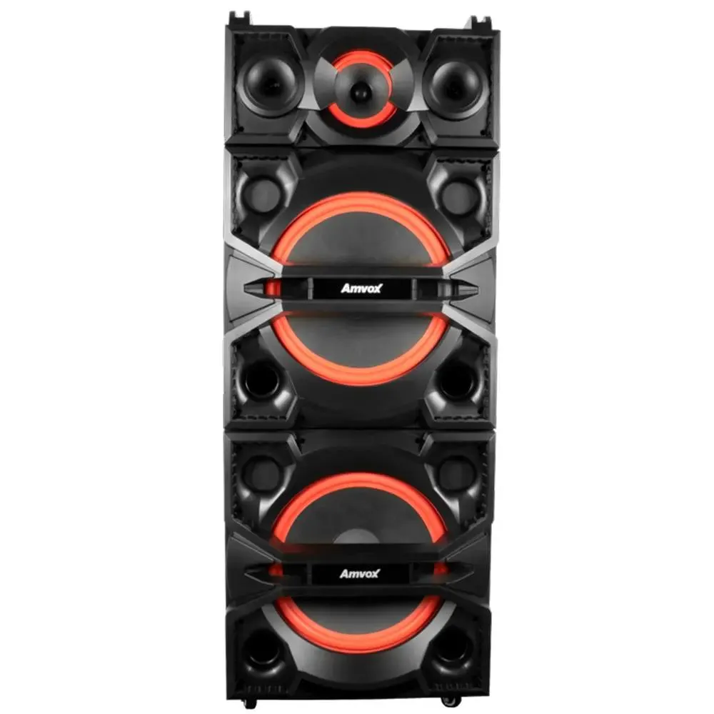 Caixa de Som Amplificada Amvox Terremoto 2500W Bluetooth e Display LED