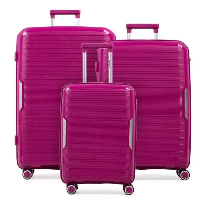 Conjunto de Malas Polipropileno 4 Rodas P, M e G Malta Rosa Escuro