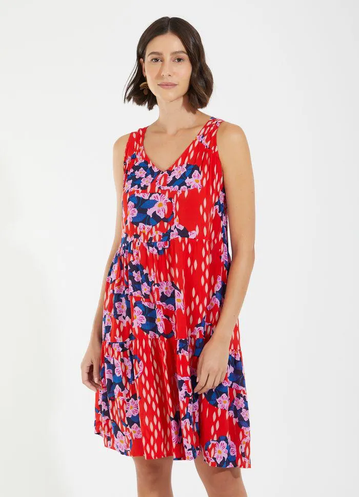 Vestido curto estampado bules