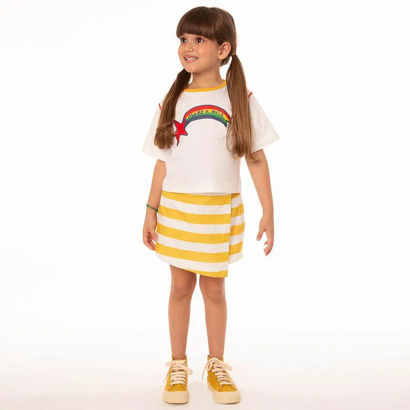 Shorte Saia Infantil Menina Lunar Amarelo