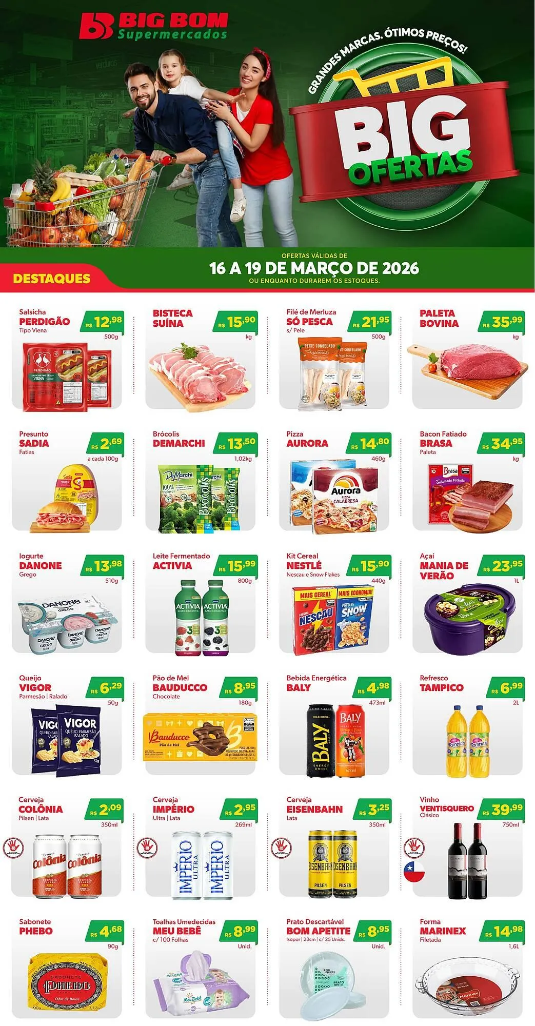 Encarte de Catálogo Big Bom Supermercados 16 de março até 19 de março 2026 - Pagina 1