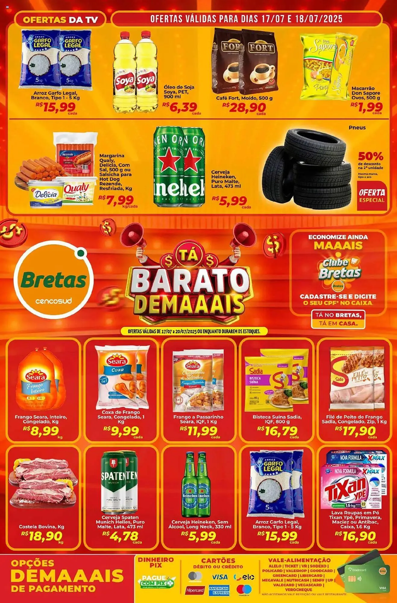 Encarte de Catálogo Supermercados Bretas 17 de julho até 20 de julho 2025 - Pagina 1