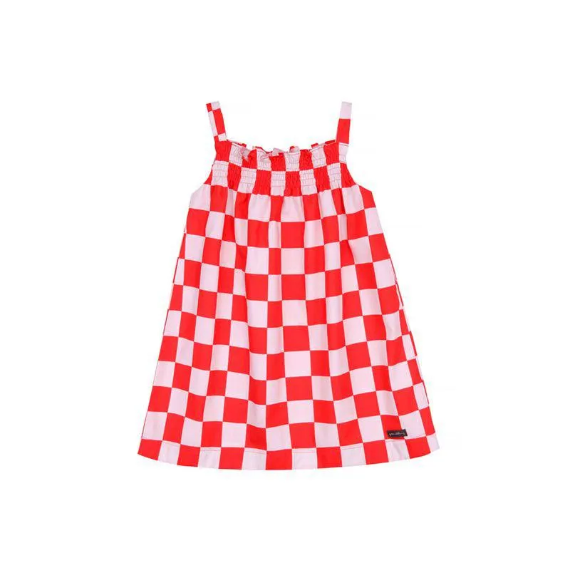 Vestido Toddler Menina Grid Vermelho