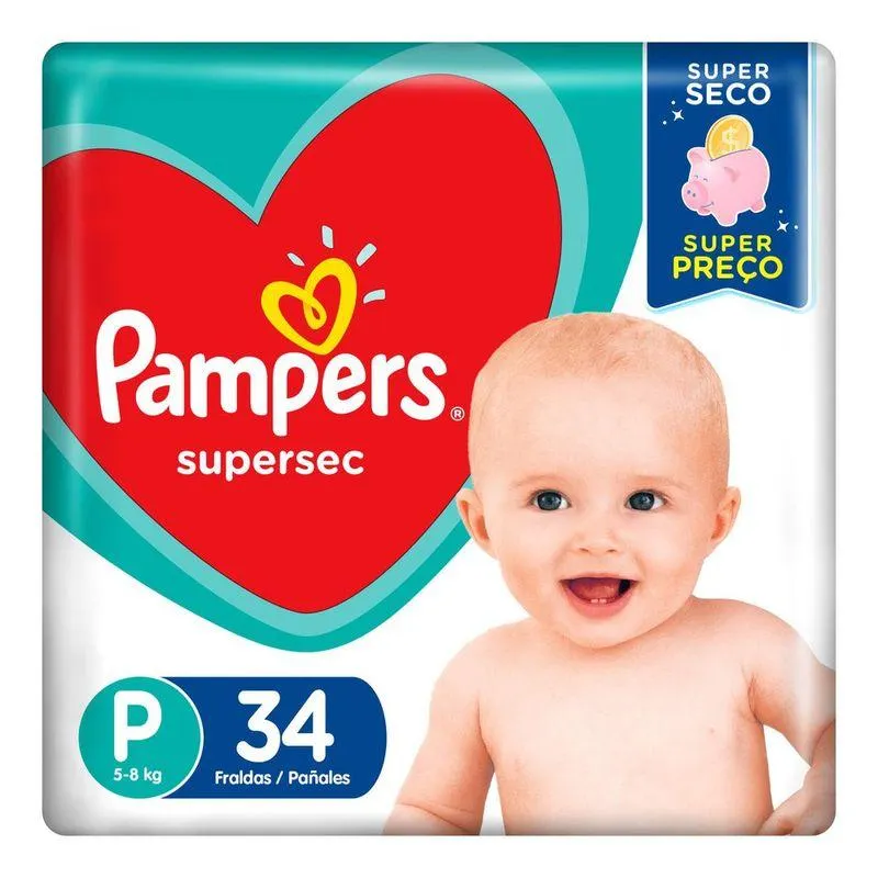 Fralda Super Sec P Pampers com 34 unidades