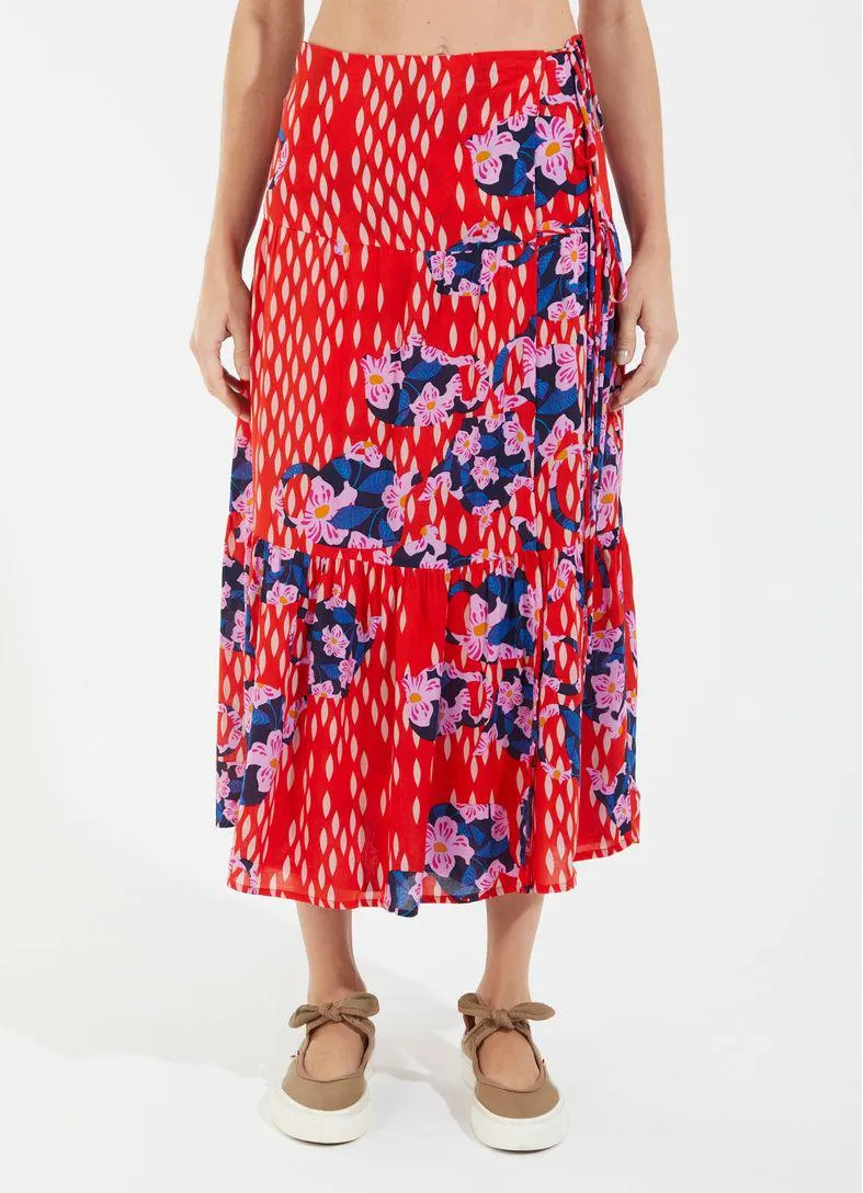 Saia transpassada estampada bules