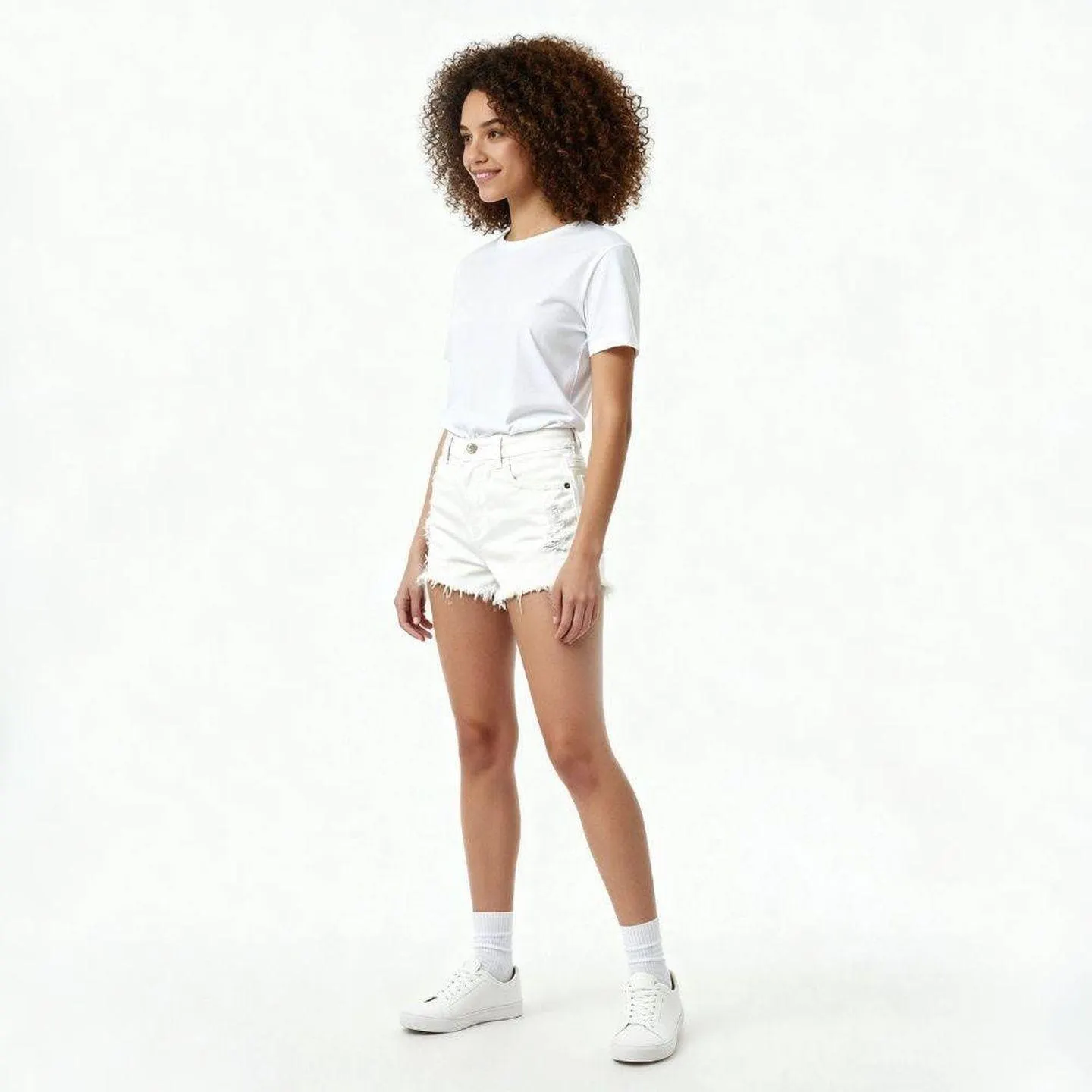 Short Sarja Barra Liso Branco - Ink
