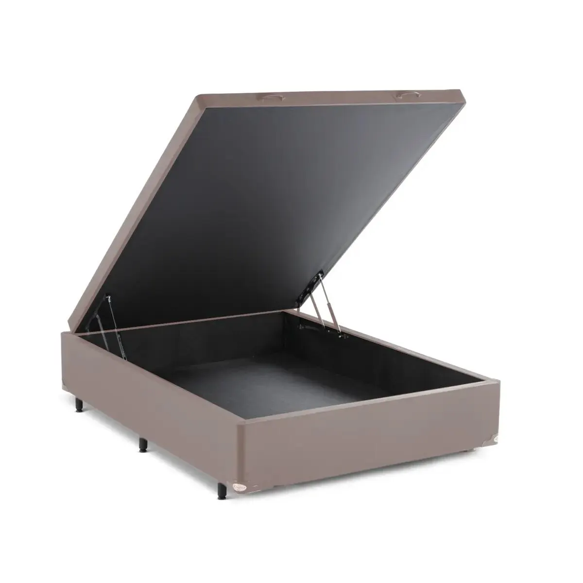 BASE CAMA BOX COM BAÚ ABERTURA FRONTAL VELUDO MARFIM