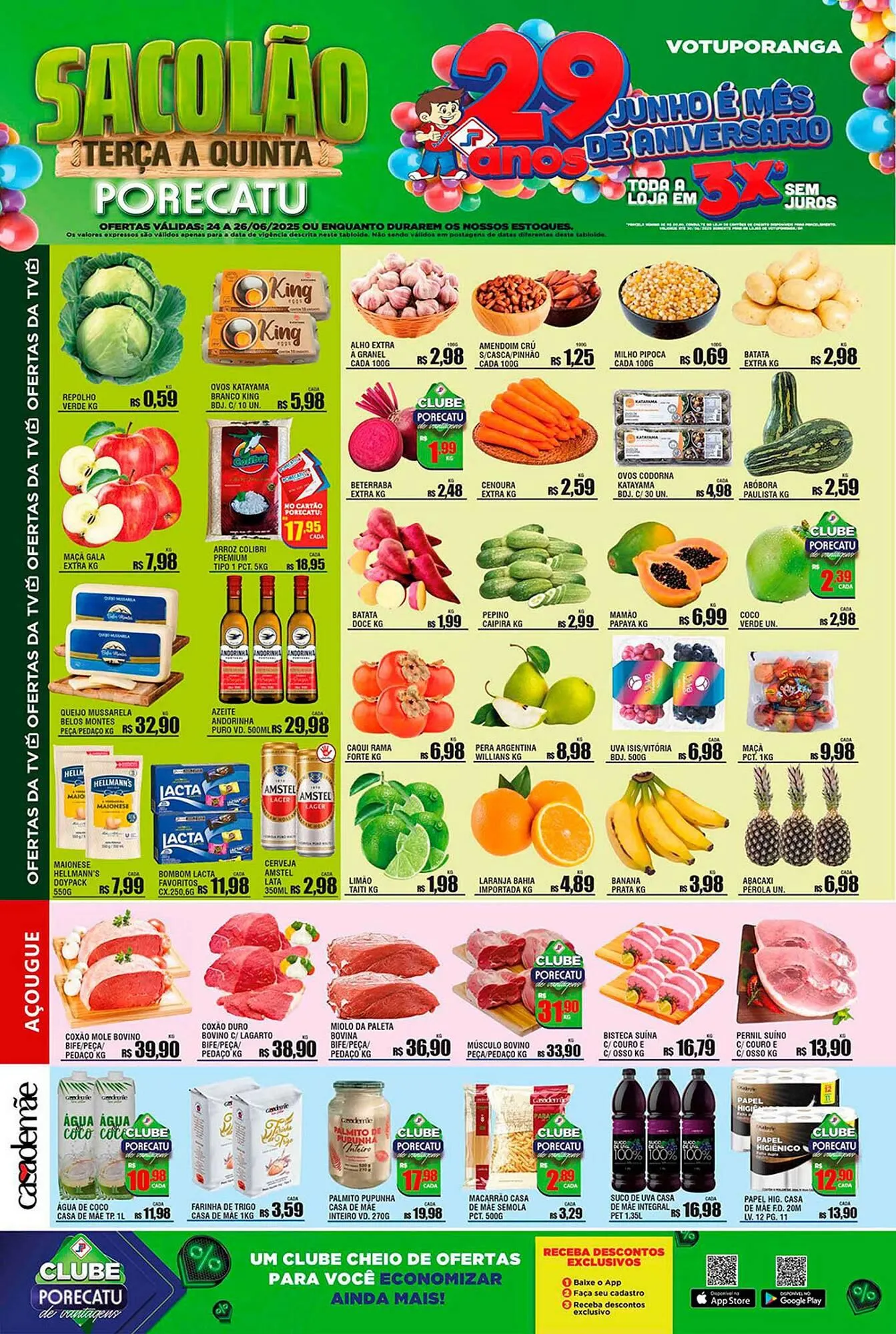 Encarte de Catálogo Supermercado Porecatu 24 de junho até 26 de junho 2025 - Pagina 1