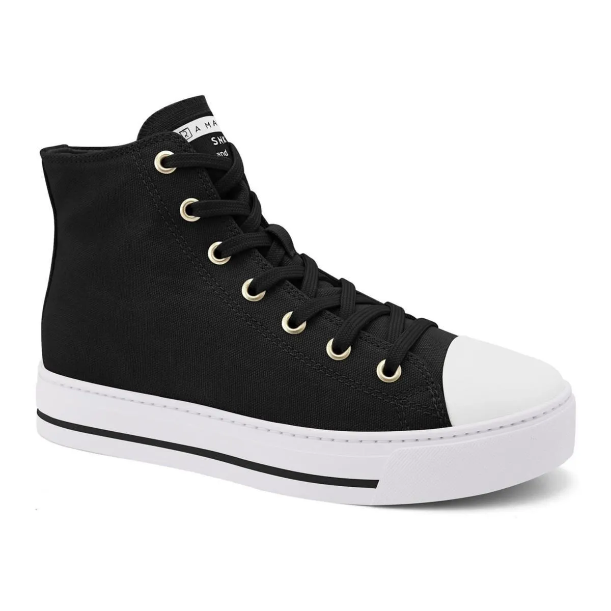 Tenis Ramarim 2293231-7 Star Cano Alto Lona Feminino Preto
