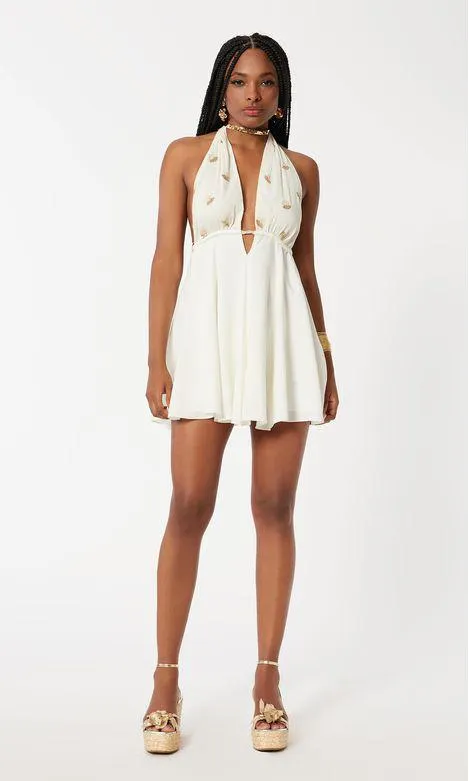 Vestido Gypsy Flor Paetê - Off