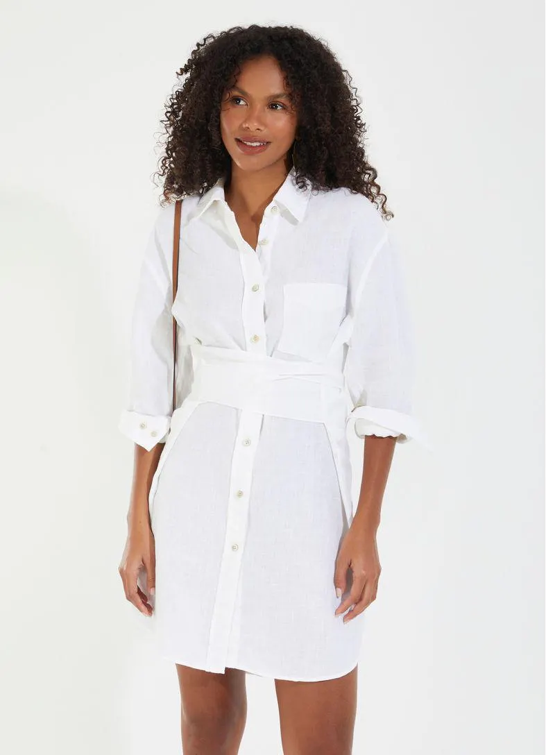 Vestido chemisier linho collab camila coutinho off white