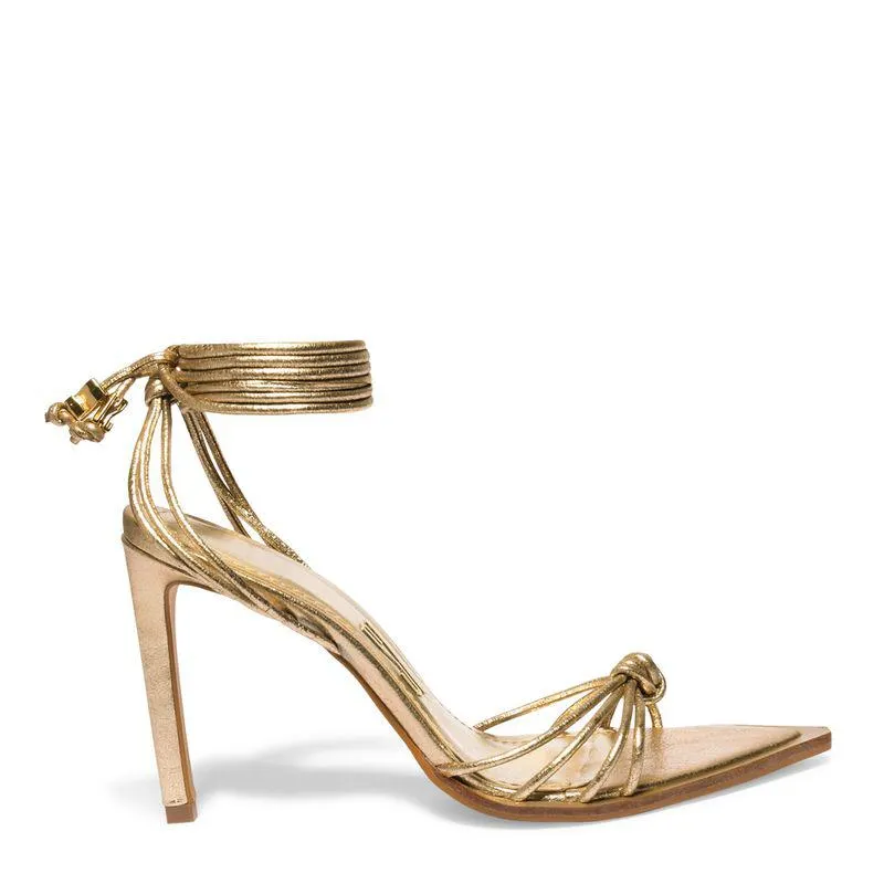 Sandalia Metallic Soft Ouro Claro Bico Folha