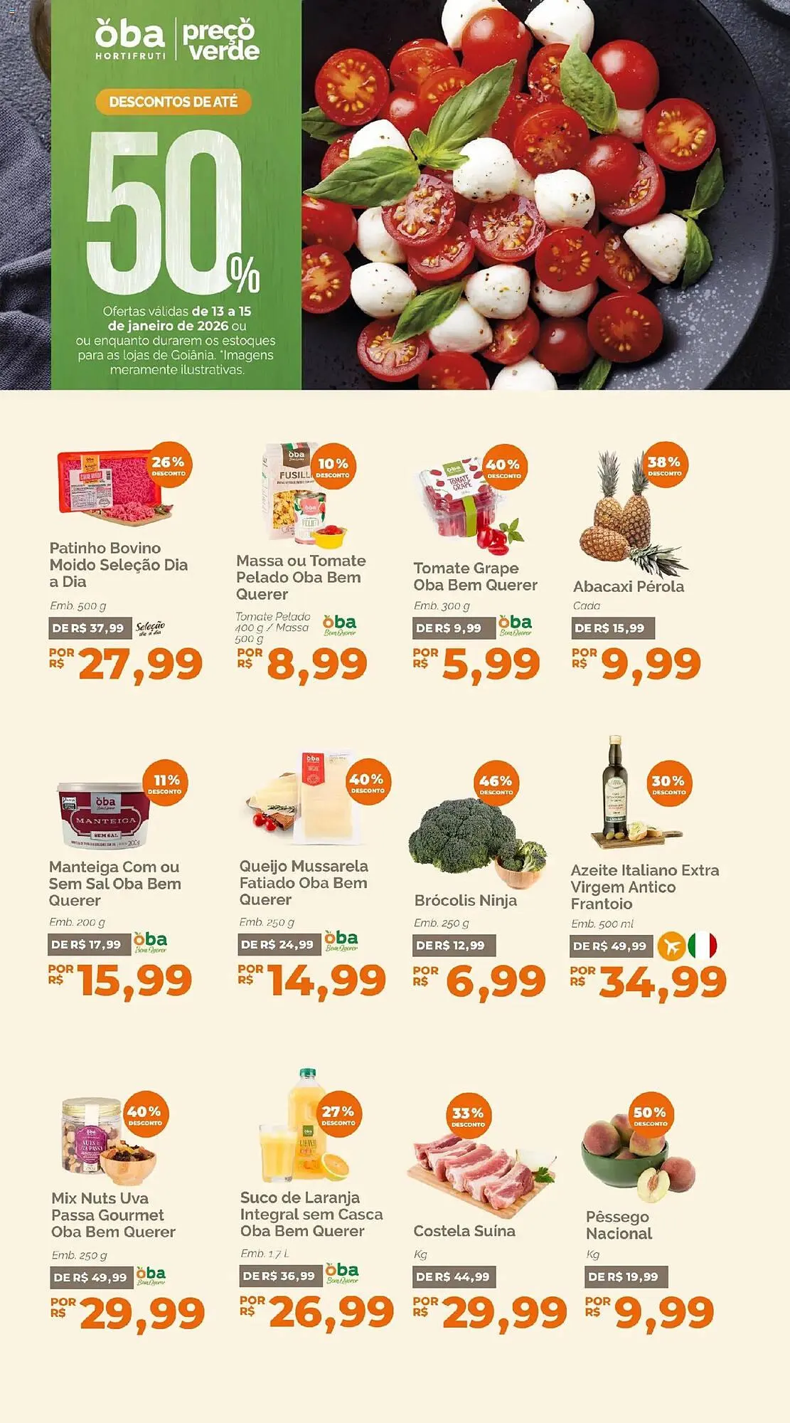 Encarte de Folheto Oba Hortifruti 13 de janeiro até 15 de janeiro 2026 - Pagina 1