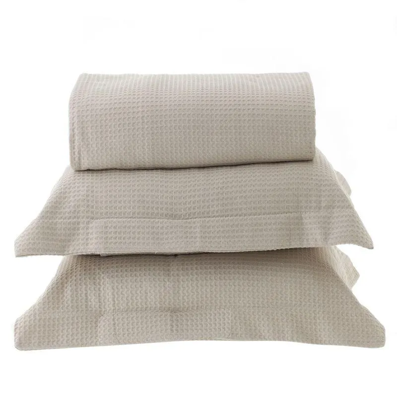 Kit Colcha Queen Porto 100% Algodão Bege 6185 3 Peças 240x260cm 18409 - BecaDecor