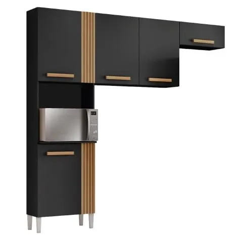 Armário de Cozinha Compacta 3 Peças 5 Portas Luísa Preto / Atacama