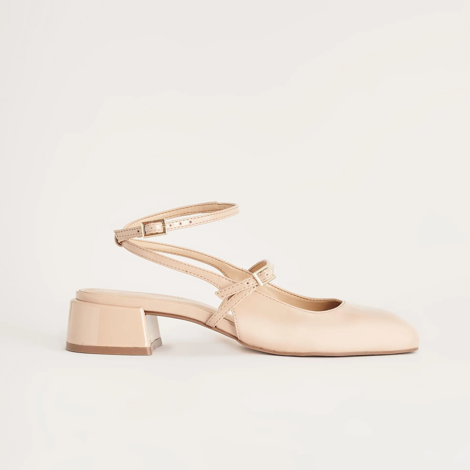 Scarpin Mary Jane com Bico Quadrado em Verniz - ROSADO