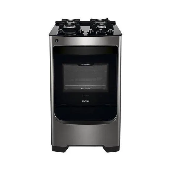 Fogão Consul 4 Bocas Inox Trempe Ferro Fundido Mesa Vidro Bivolt CFO4VAR
