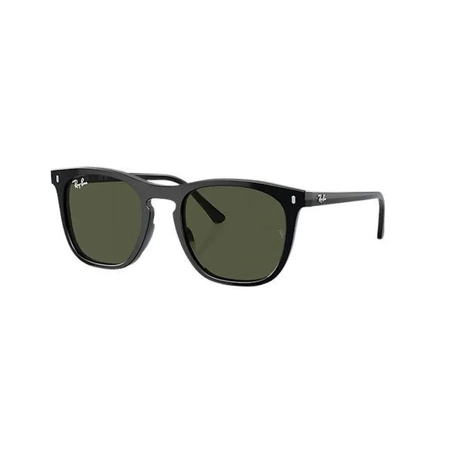 Óculos de Sol Unissex Ray-Ban Quadrado RB2210 901 Cor Preto e Verde - Óculos de Sol Masculino Ray-Ban RB2210 cor 901