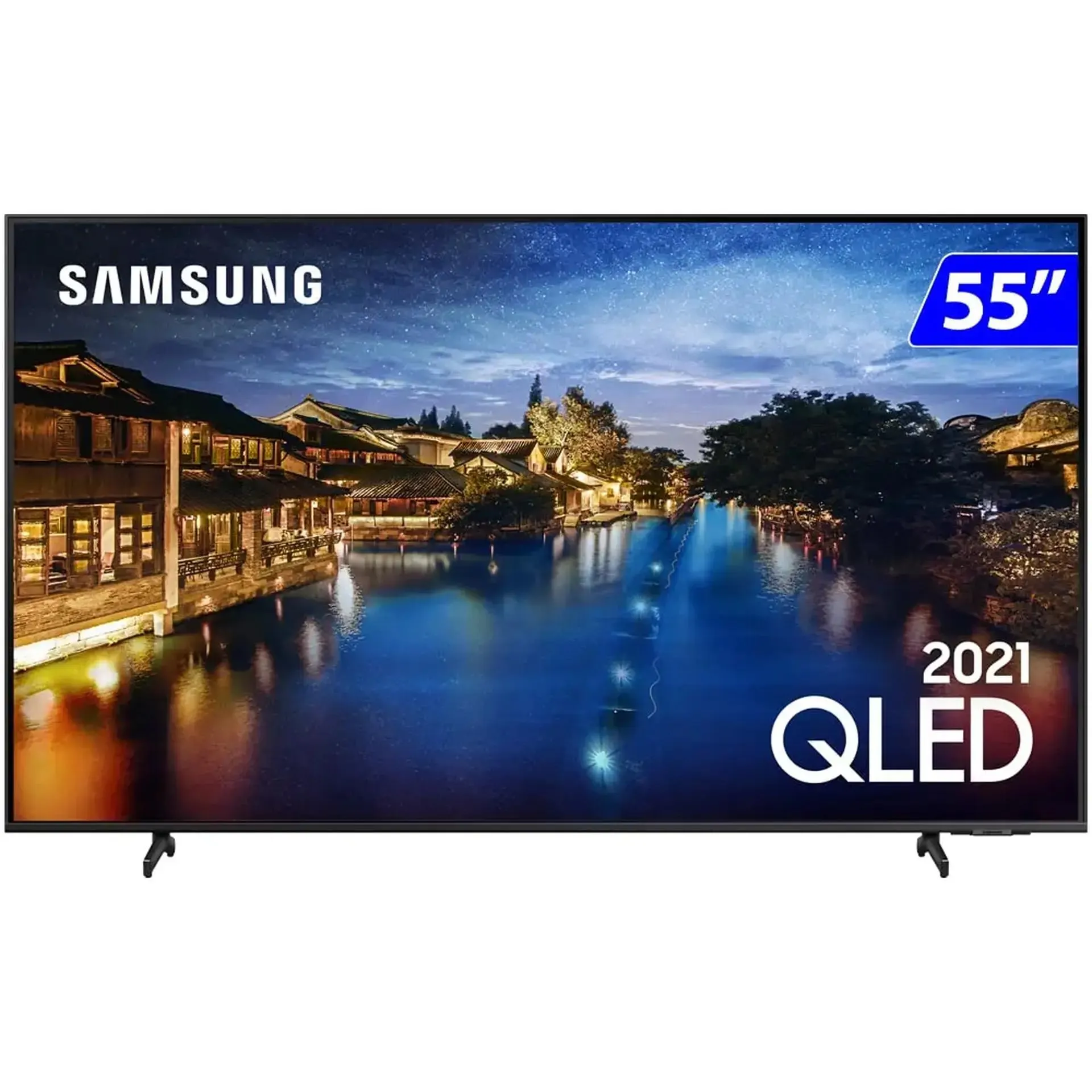 Smart TV Samsung QLED 55" 4K Comando de voz + Suporte Fixo BU-23 Bedin Sat