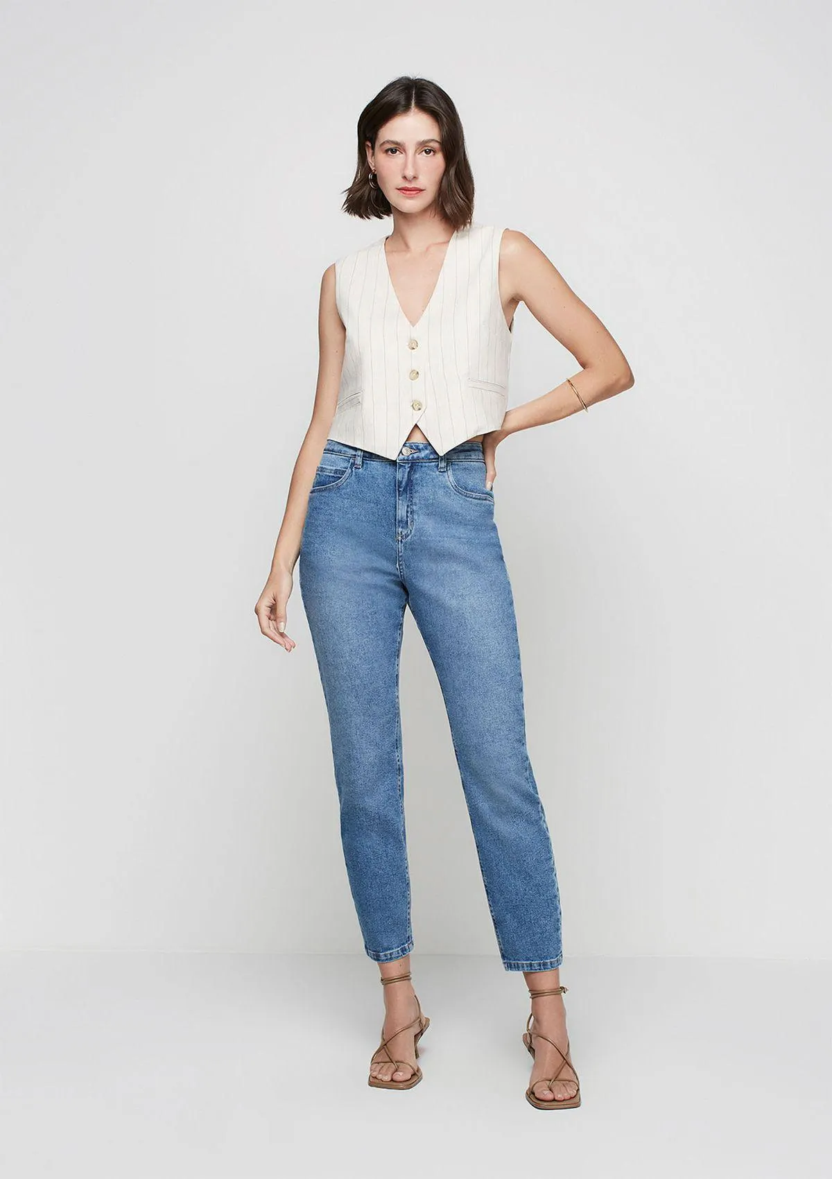 Calça Jeans Mom Cintura Alta - Azul