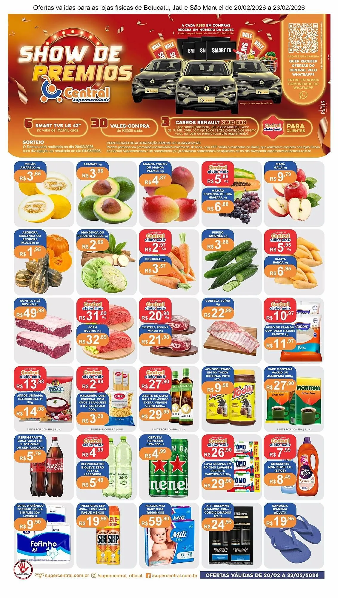 Encarte de Catálogo Central Supermercados 20 de fevereiro até 22 de fevereiro 2026 - Pagina 1