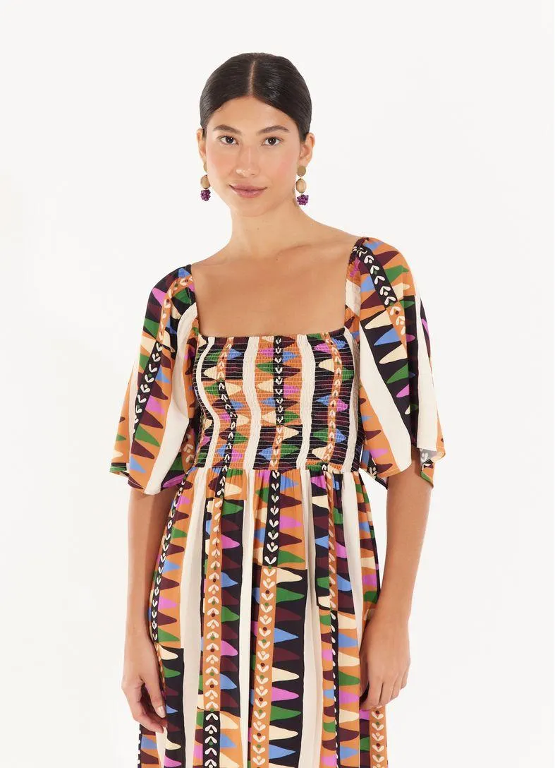 Vestido midi estampado marché