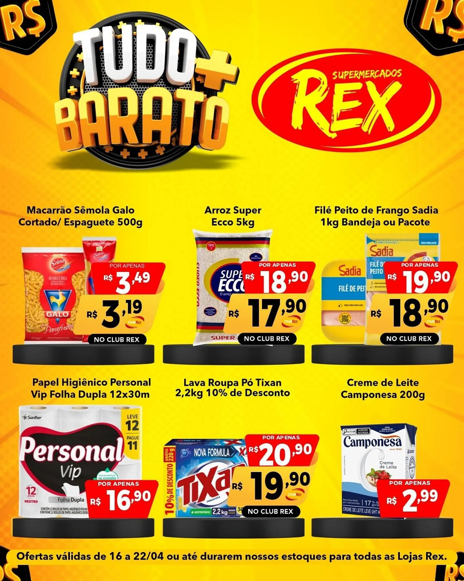 Encarte de Catálogo Supermercados Rex 16 de abril até 22 de abril 2026 - Pagina 1