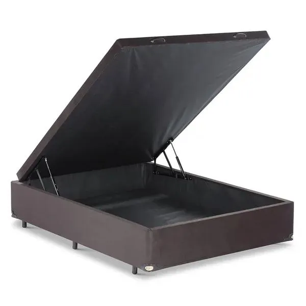 Base Cama Baú Abertura Frontal King Star Suede Marrom