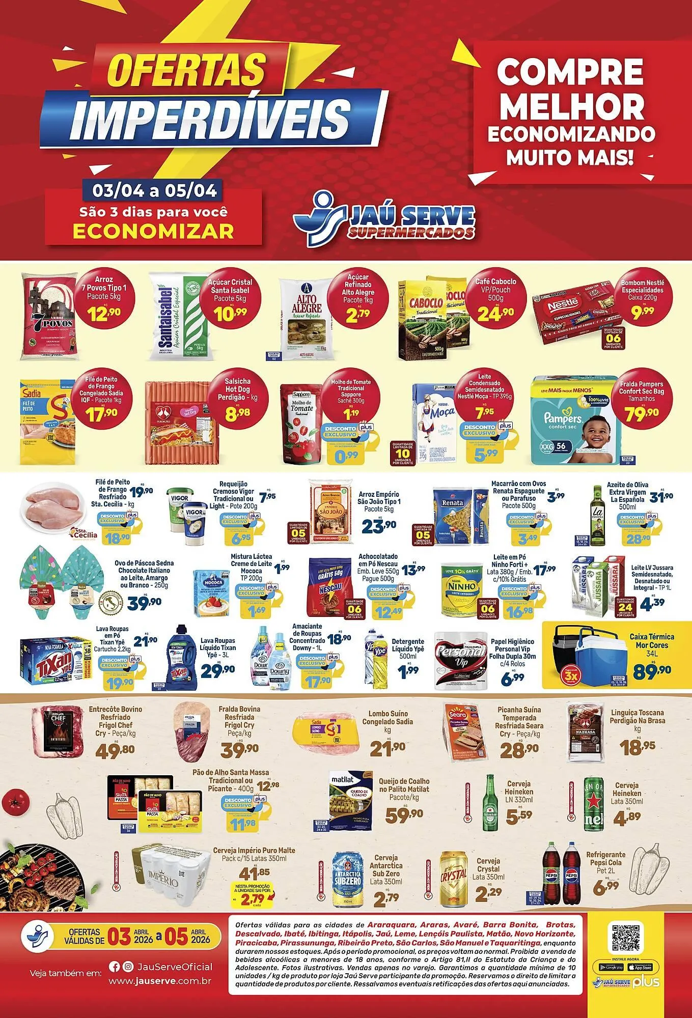 Encarte de Catálogo Supermercados Jau Serve 3 de abril até 5 de abril 2026 - Pagina 1