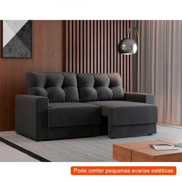 [OUTLET] Sofá 2 Lugares 140 cm Retrátil Lubeck I Suede Grafite