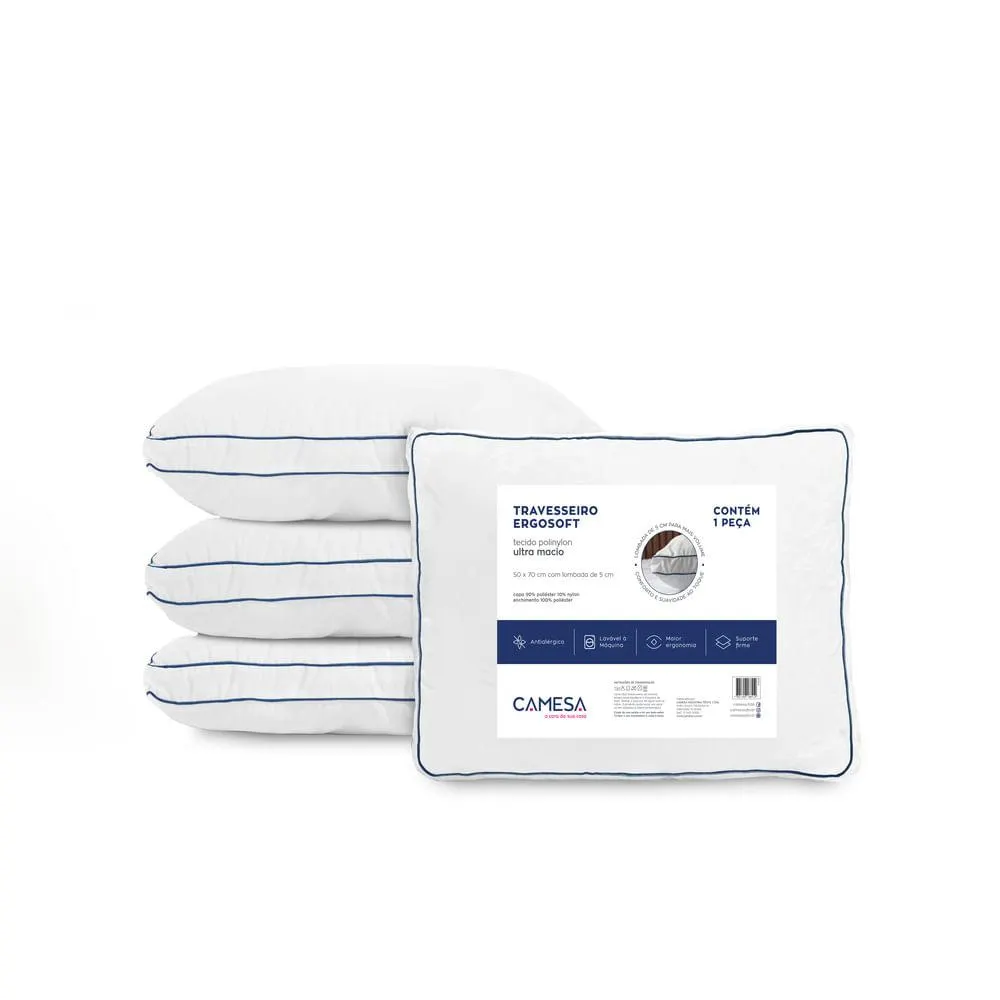 Travesseiro Ergosoft Branco 50x70cm 102618490001 - Camesa