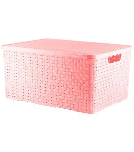 Caixa Organizadora Rattan Rosa Baby New Plastic 29L 44,5x32x21,5cm 7441262