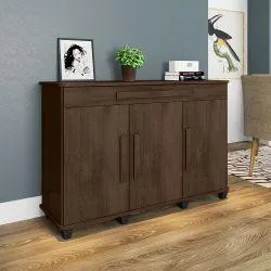 Balcão RV Móveis Rubi - 3 Portas, 1 Gaveta - Noce