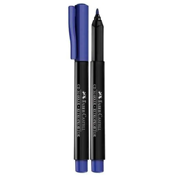 Pincel Marcador Retroprojetor e CD DVD Azul 1,0mm 1 UN Faber Castell
