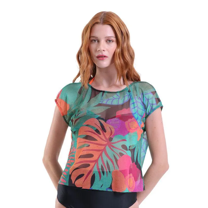 Blusa Feminina Tule Basic Manga Curta Cerrado