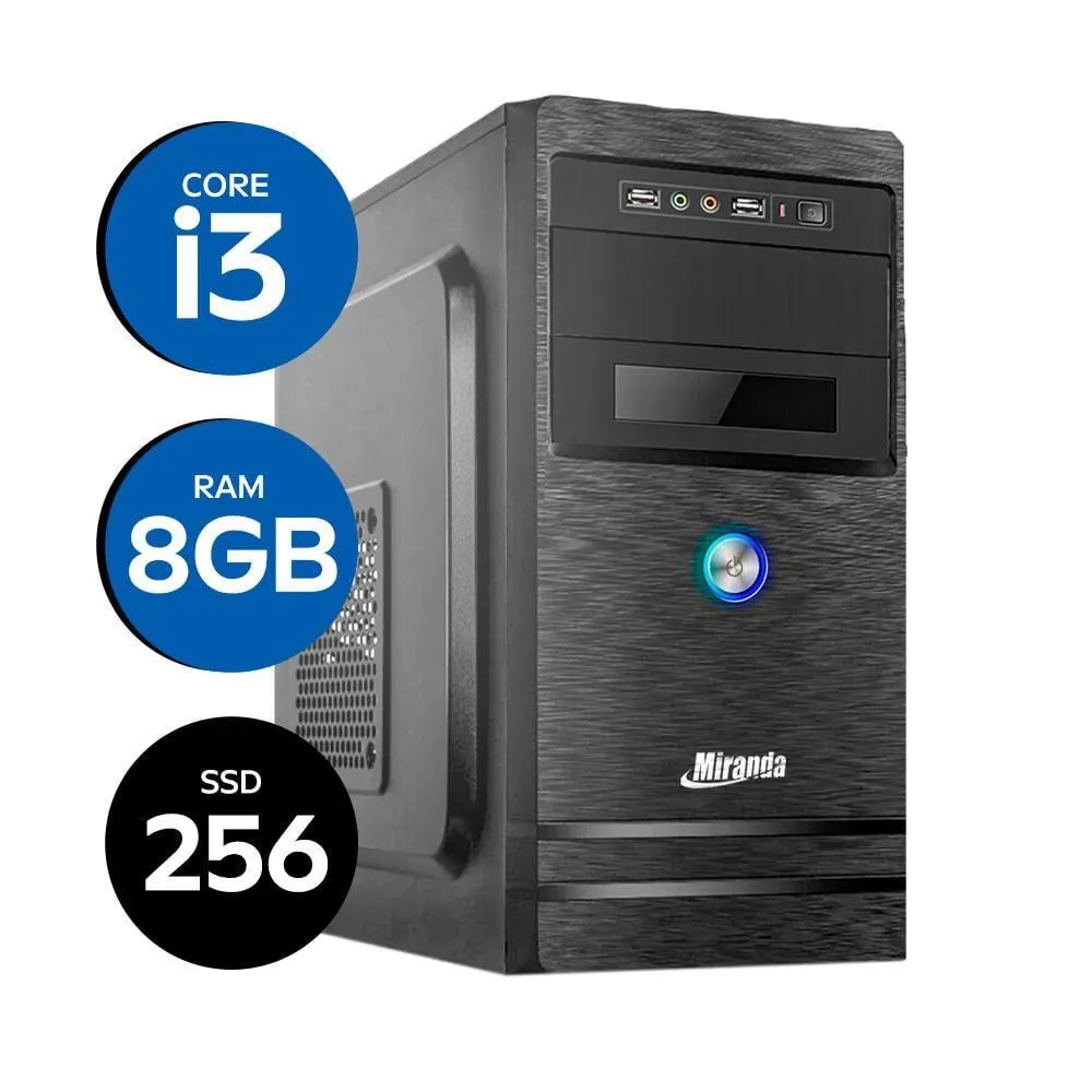 Computador Miranda Core i3-10100, Memória 8GB, SSD 256GB, Linux, LOGIN