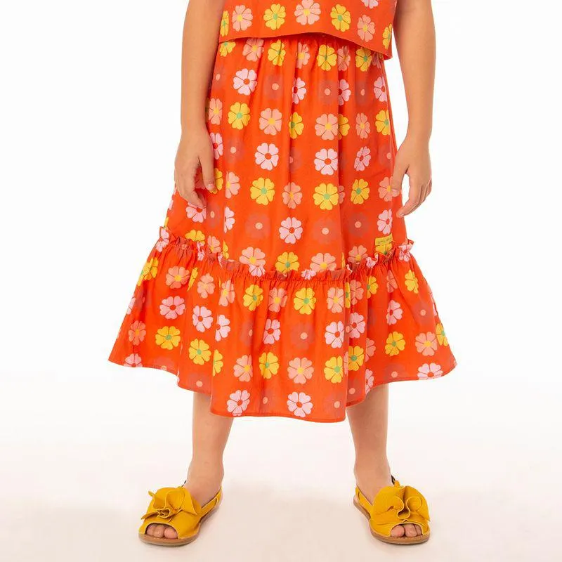 Saia Infantil Menina Sunny Flowers Vermelha