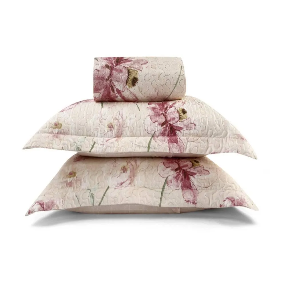 Kit Colcha Queen 100% Poliéster Versalhes Havan Casa 3 Pçs - Idris Floral