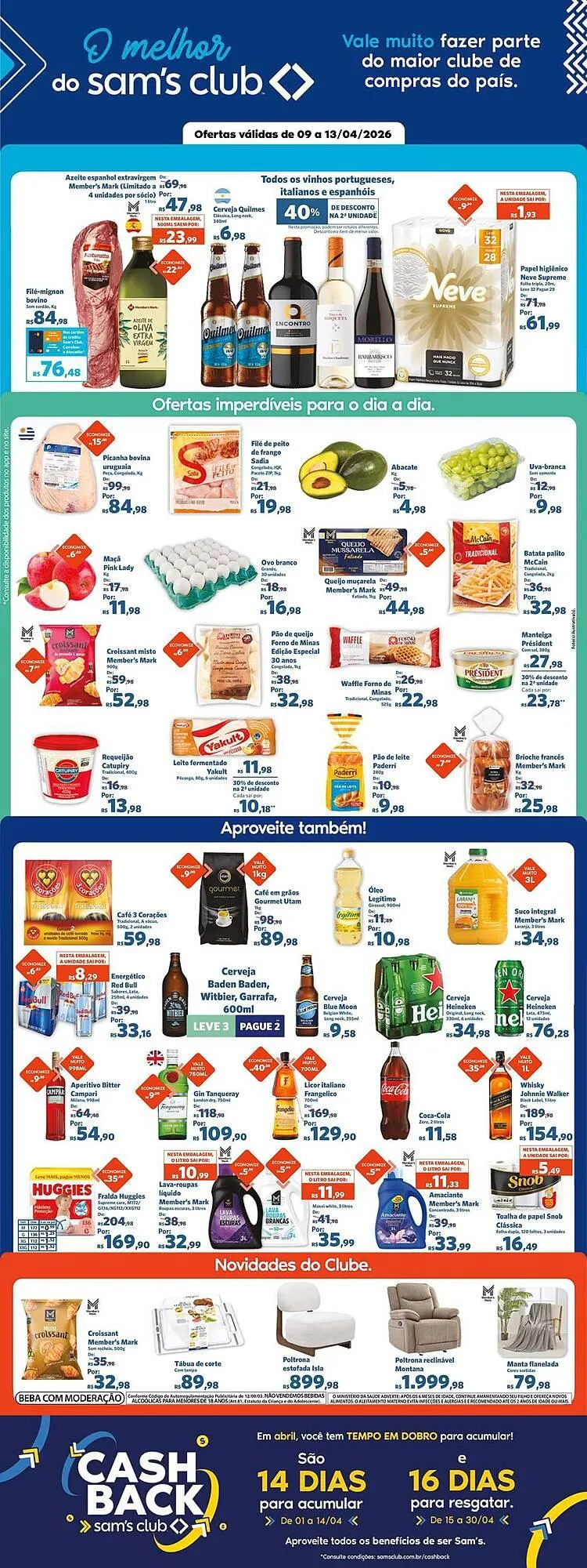 Encarte de Folheto Sam's Club 9 de abril até 13 de abril 2026 - Pagina 1