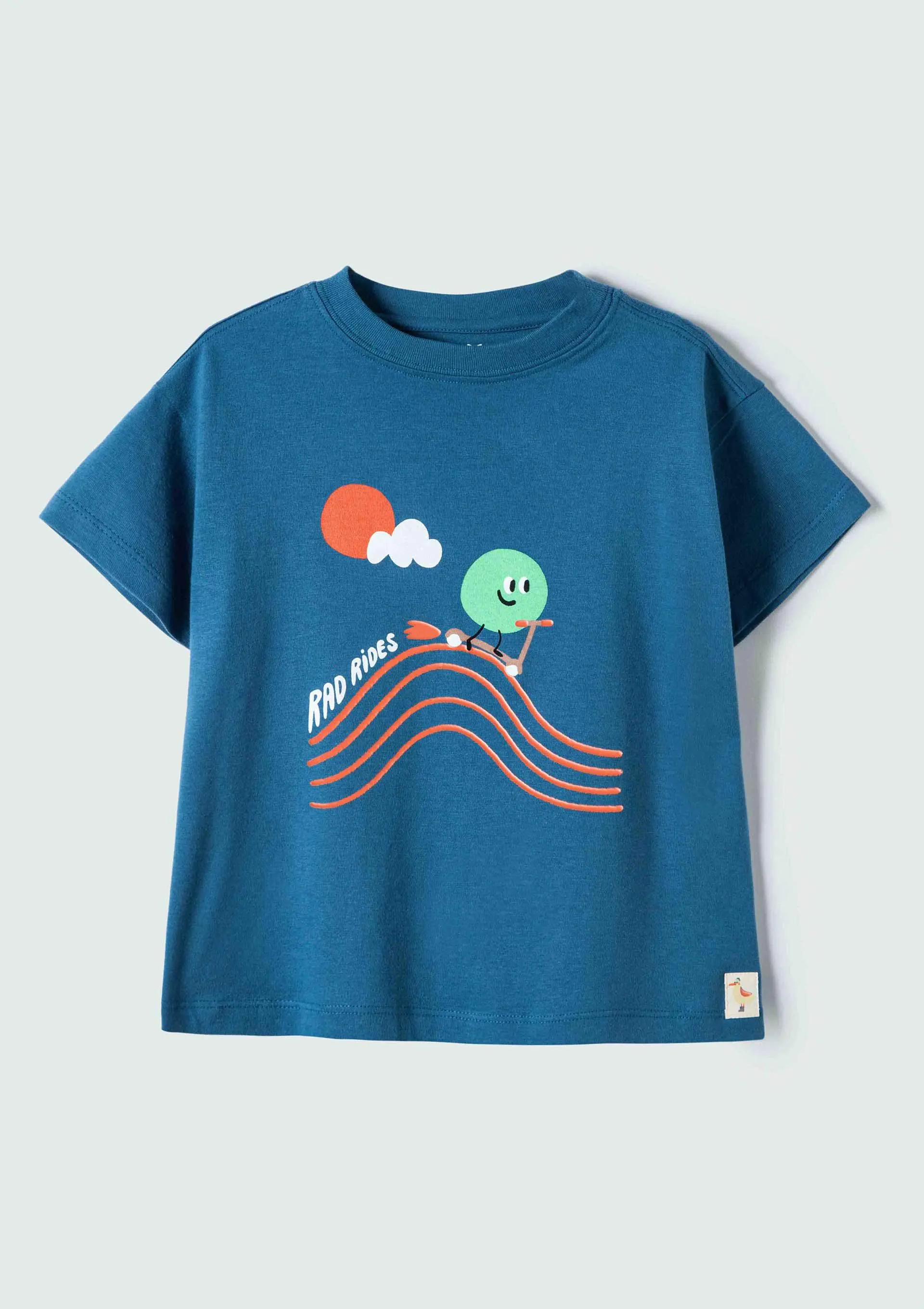 Camiseta Infantil Menino Toddler Manga Curta Estampada - Azul