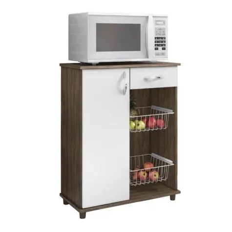 Fruteira Armário 1 Porta e 1 Gaveta Notável Moveis Branco / Nogal