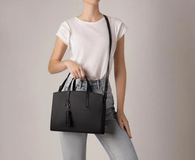 Bolsa Tote Preta Barbicacho Grande