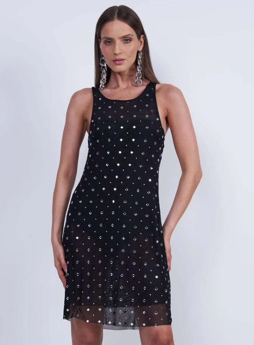 Vestido Tule Com Aplicação