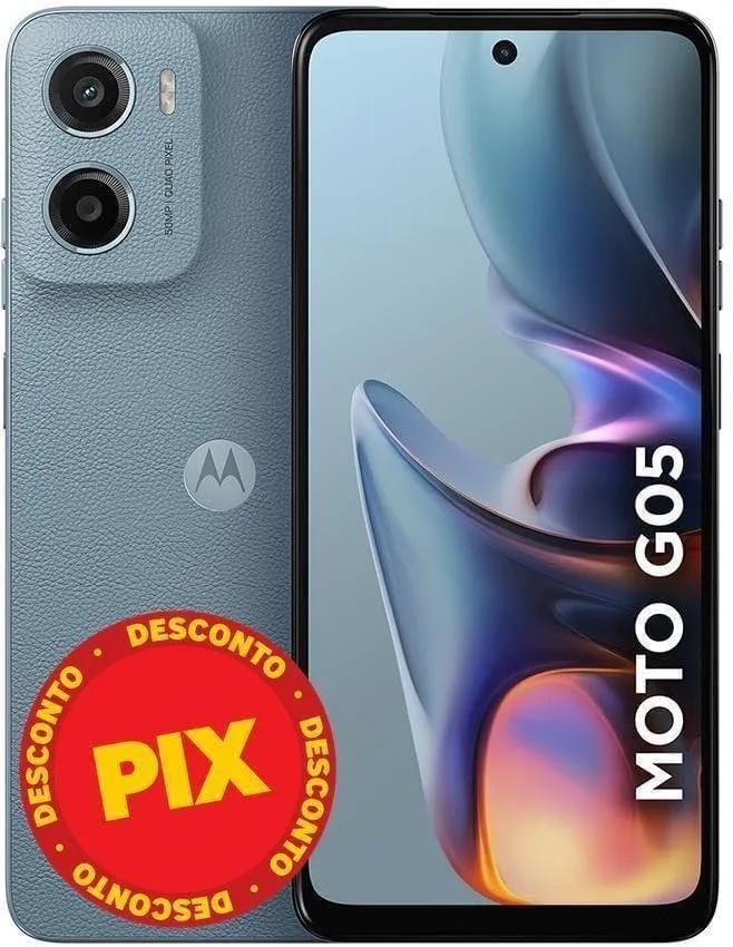 Smartphone / Telefone Celular Motorola Moto G05 128GB 12GB (4GB RAM +8GB Ram Boost) e Câmera 50MP com AI Bateria de 5200 MAH Tela 6.7" Cinza