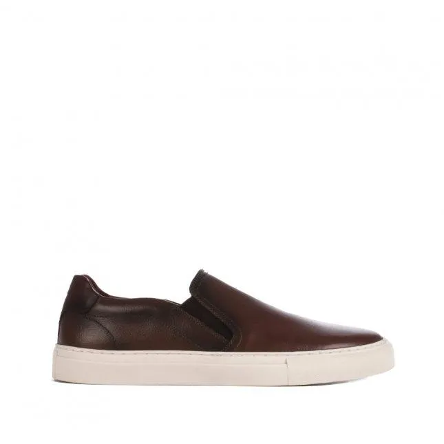 Tênis Slip On Masculino Marrom Couro