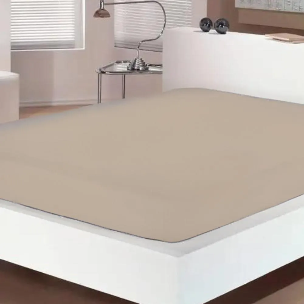 Lençol Casal Avulso Com Elástico 180 Fios 100% Algodão Bege 20259 - Beca Home