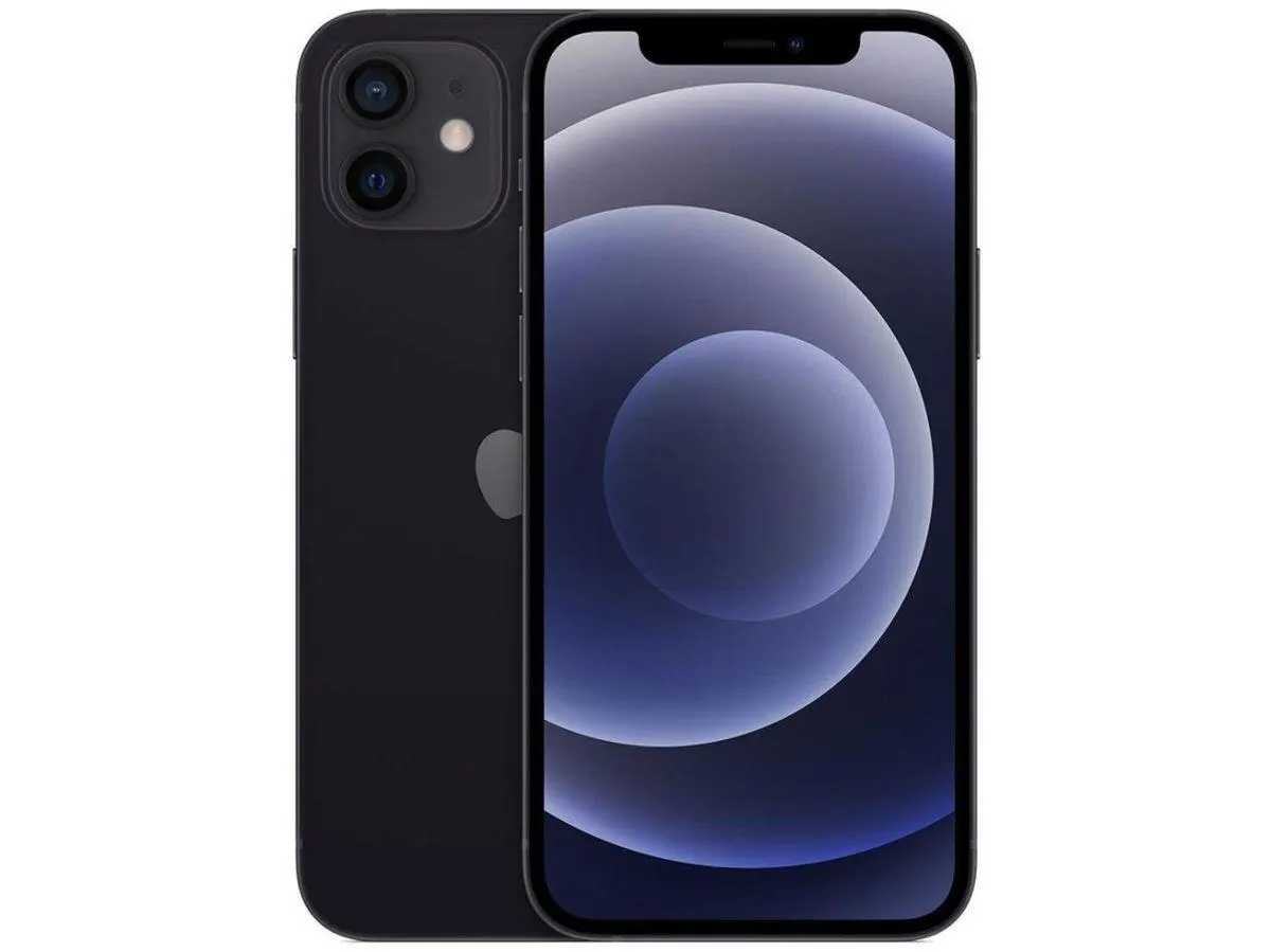 Apple Iphone 12 128GB Preto Tela 6.1" com Câmera Dupla e Câmera Selfie 12MP