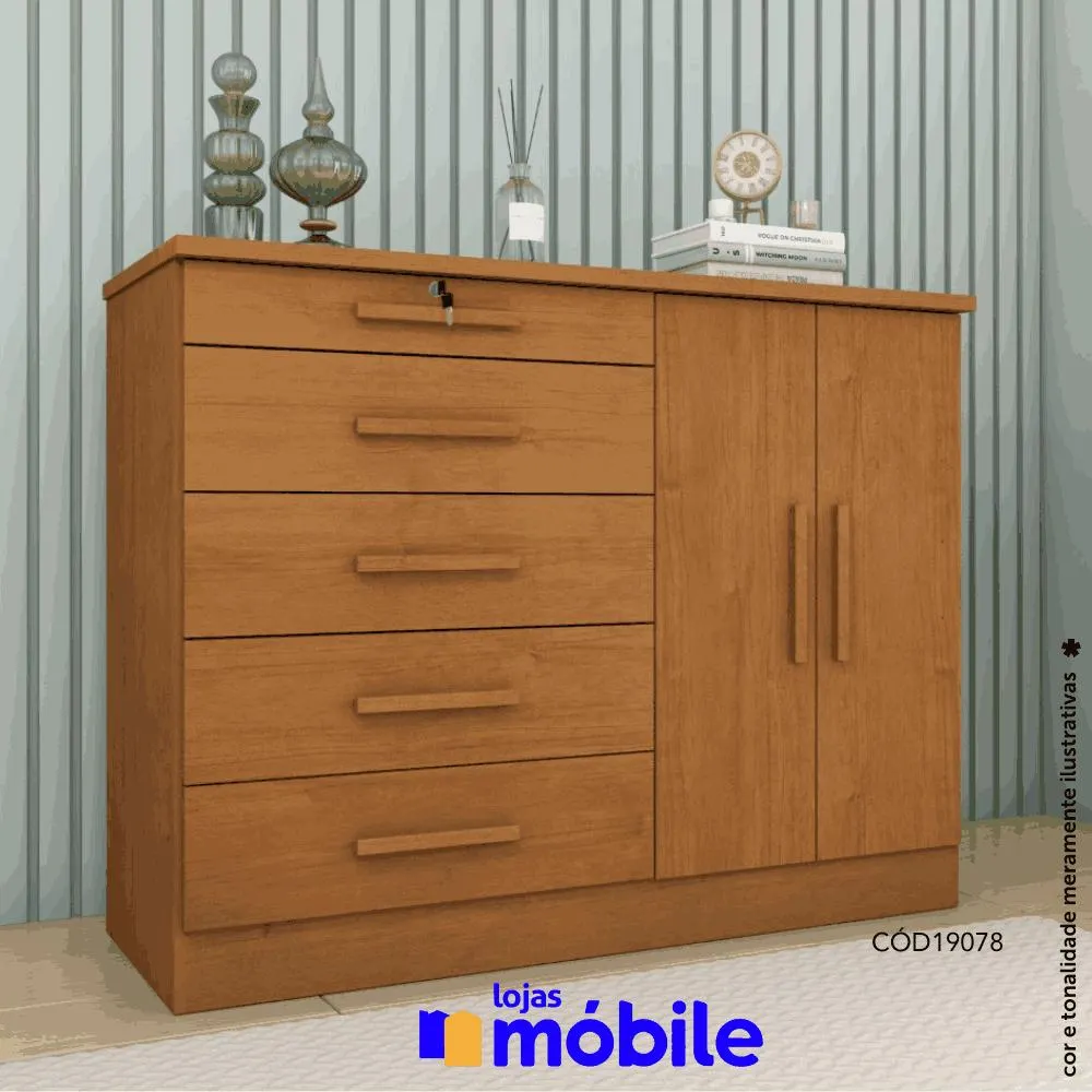 Cômoda Sapateira 103x136cm 5 Gavetas e 2 Portas (19078)