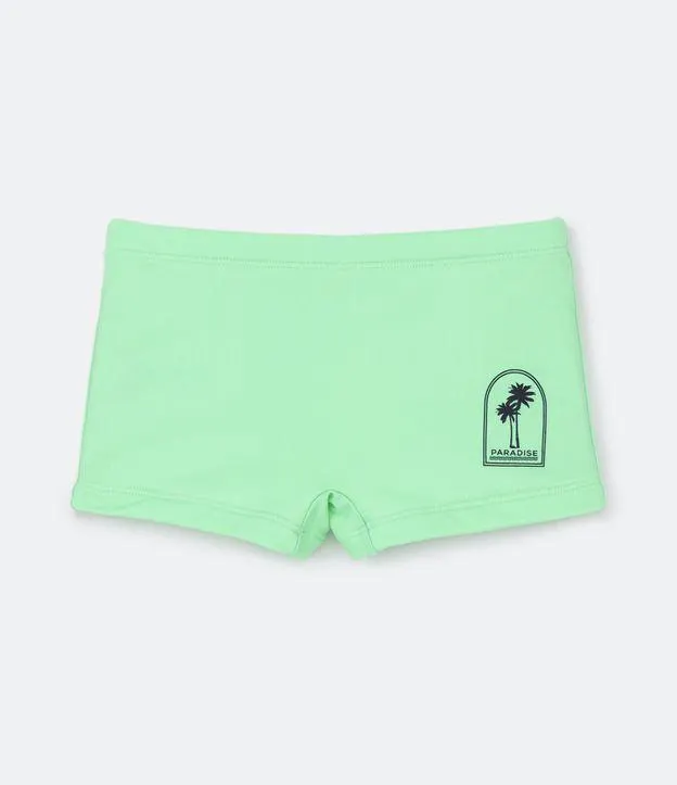 Sunga Boxer Infantil com Silk de Coqueiro Paradise - Tam 5 a 14 Anos Verde